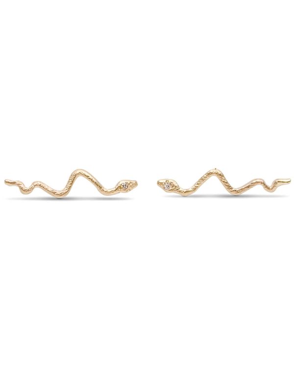 Yellow Gold Diamond Snake Stud Earrings Online Sale