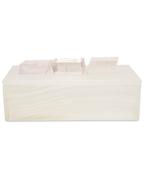 White Onyx Box with Calcite Minerals Sale