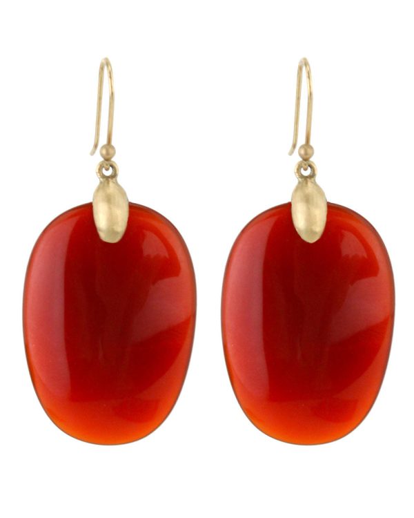 Carnelian Large Chip Earrings Gold Top Online now