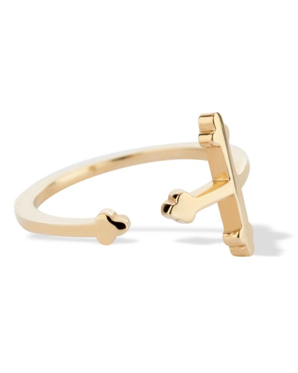 Yellow Gold Cross Your Fingers Ring For Discount