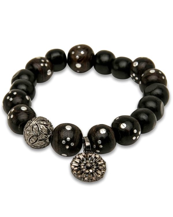 Antique Black Coral Flower Bracelet For Cheap