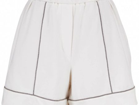 White Cotton Felpa Stretch Shorts Discount