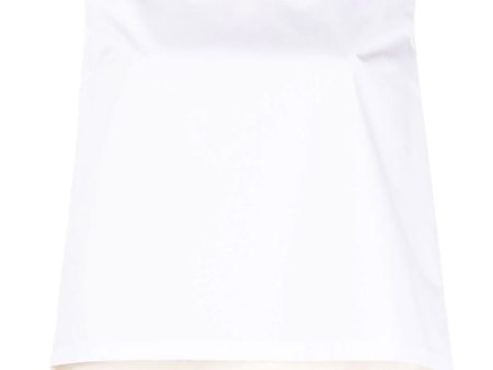 White and Tan Button Back Sleeveless Top Hot on Sale