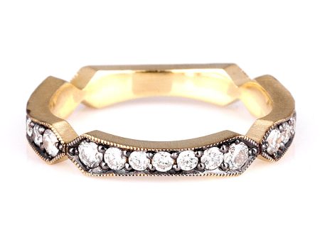 Yellow Gold Diamond Flapper Style Ring Band Cheap