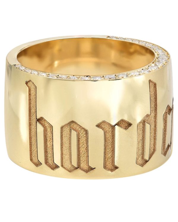 Yellow Gold Diamond Hardcore Cigar Band Fashion