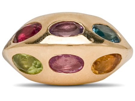 Yellow Gold Multi Gemstone Dome Ring Online now