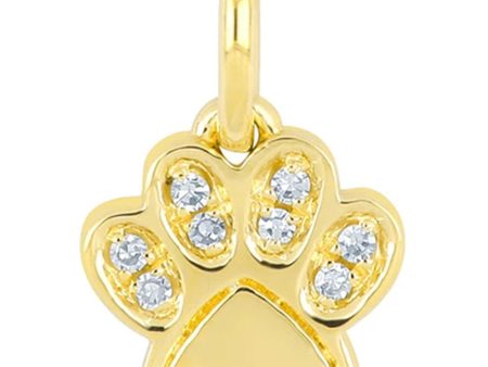 Yellow Gold Diamond Paw Necklace Charm on Sale