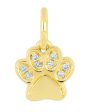 Yellow Gold Diamond Paw Necklace Charm on Sale