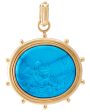 Yellow Gold Carved Turquoise and Diamond Pendant Online