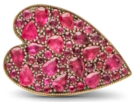 Yellow Gold Ruby Ten Table Heart Ring Online Hot Sale