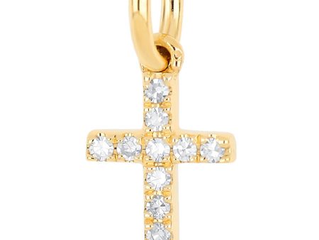 Yellow Gold Diamond Cross Necklace Charm Fashion