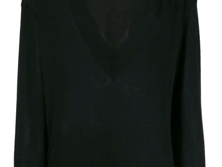 Black Cashmere Silk V Neck Sweater Online Hot Sale