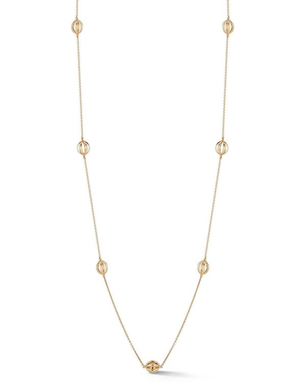 Yellow Gold Diamond Cage Station Necklace Online now