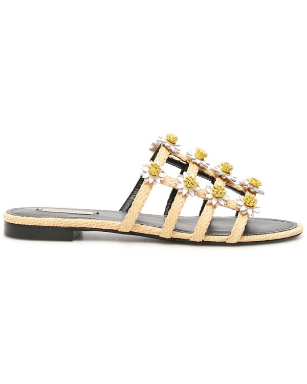 Daisy Slide Sandal in Raffia Online