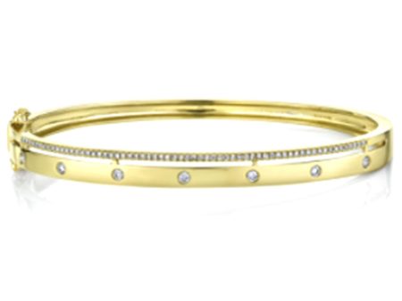 Yellow Gold Pave Diamond Bangle Bracelet Online now