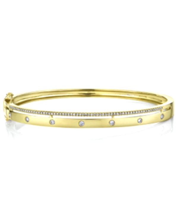 Yellow Gold Pave Diamond Bangle Bracelet Online now