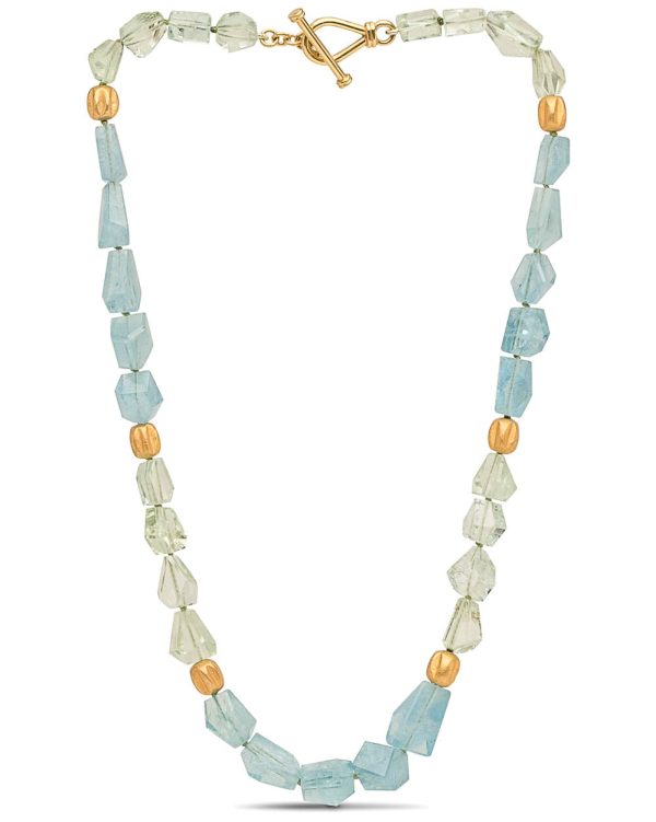 Yellow Gold Faceted Aquamarine Beaded Necklace Sale