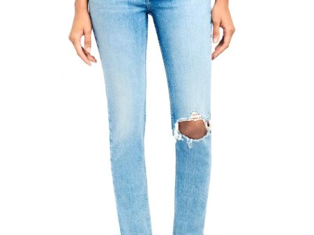 90s High Rise Ankle Crop Jean in Worn Bright Blue For Discount