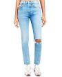 90s High Rise Ankle Crop Jean in Worn Bright Blue For Discount