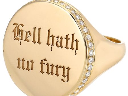 Yellow Gold Hell Hath No Fury Diamond Signet Ring Fashion