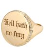 Yellow Gold Hell Hath No Fury Diamond Signet Ring Fashion