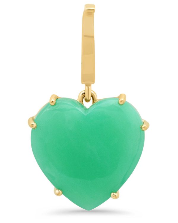 Yellow Gold Chrysoprase Heart Charm Cheap