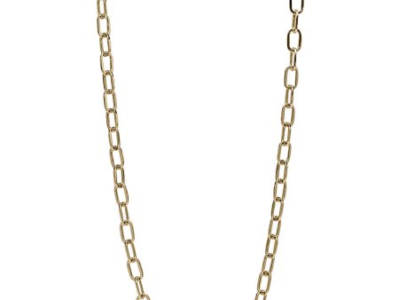 Brass Large Link Diamond Clasp Medium Necklace For Sale