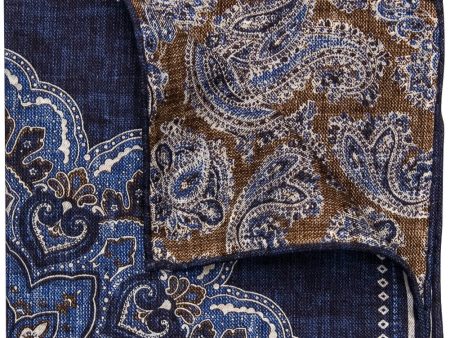 Navy Persian Pocket Square For Cheap