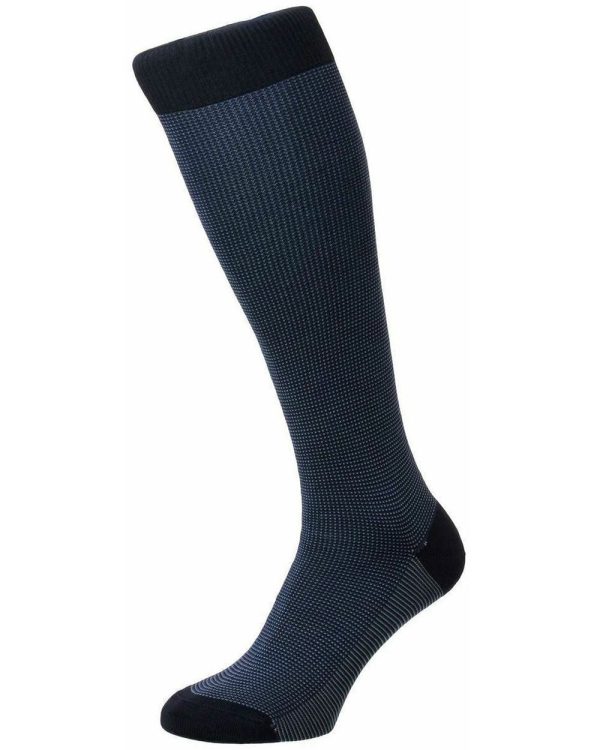 Tewkesbury Cotton Over the Calf Socks in Navy Online Sale