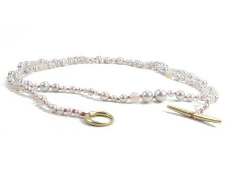 14k Pearl and Opal Necklace on Coral Silk Thread Hot on Sale