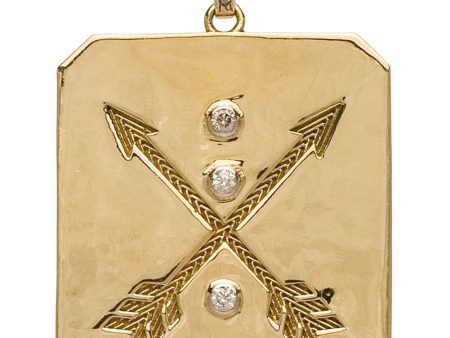 Brass White Diamond Double Arrow Plate Pendant Hot on Sale